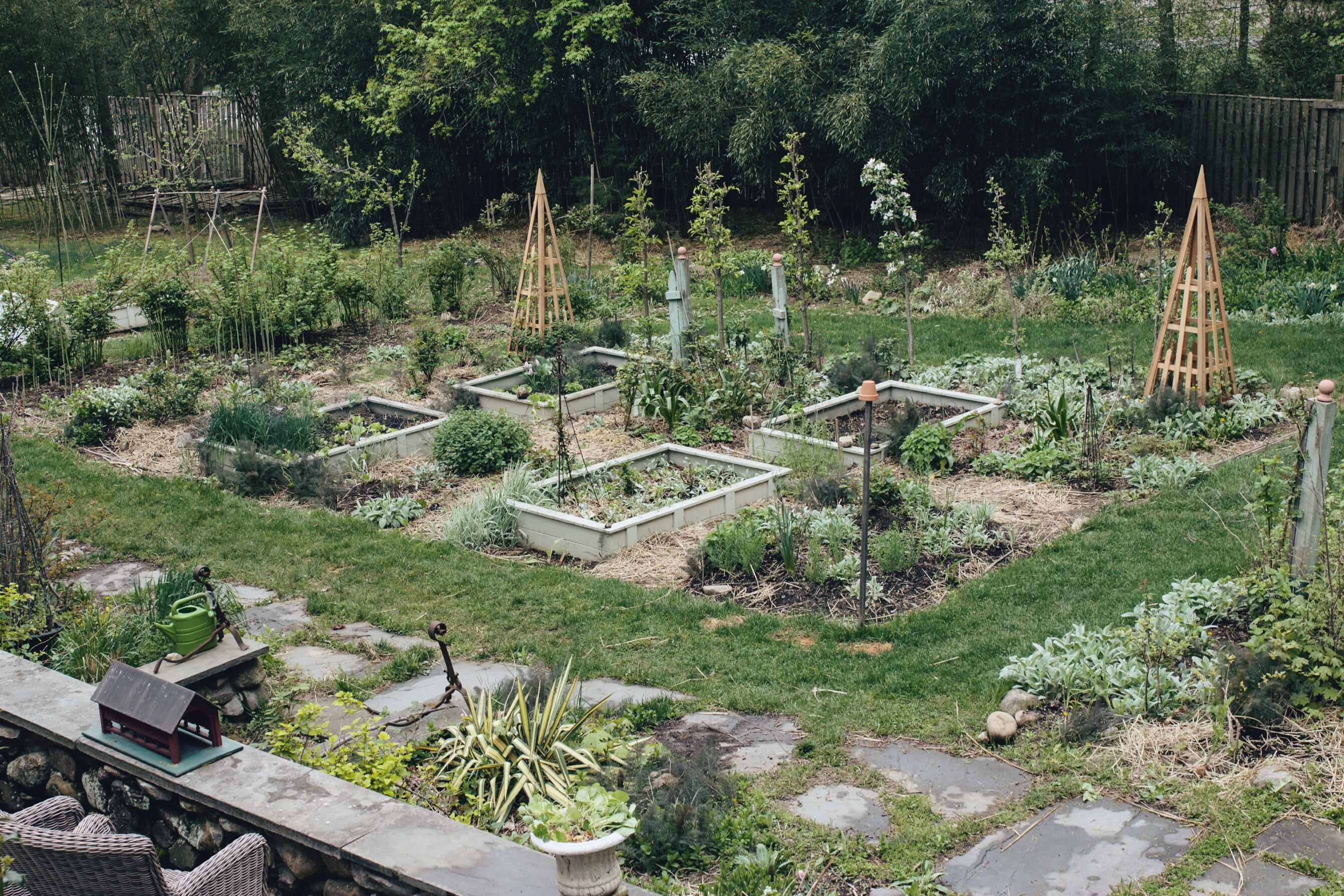 photo of Gloria B. Collins cottage style garden with raised beds