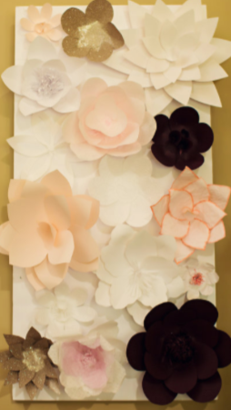Photo by Elizabeth Fox of paper flowers used as a wedding decoration
