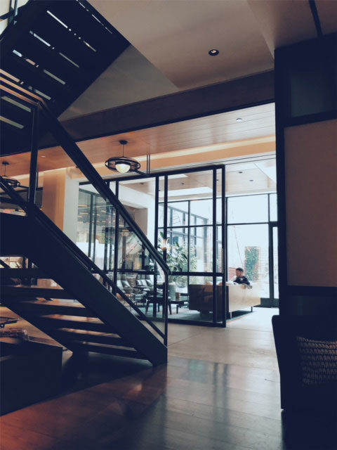 photo of the staircase in the Arlo SoHo Lobby