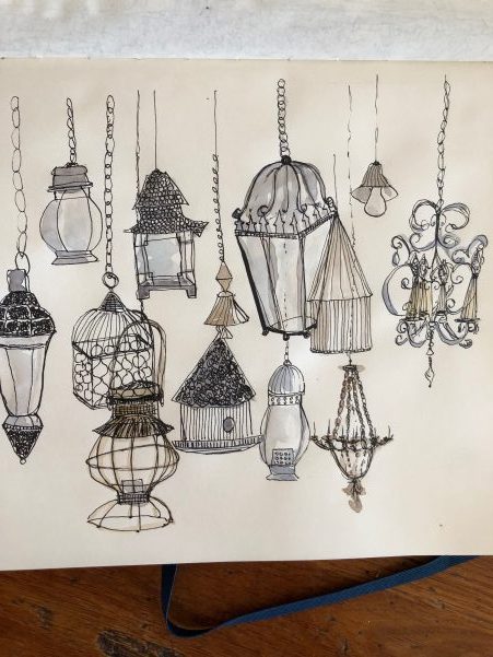 sketching 101 : 5 easy sketching tips to improve your skills : sketch of hanging lamps